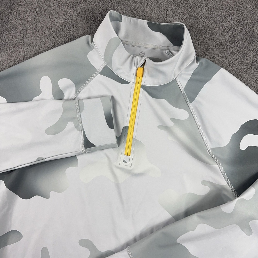 G/FORE Pullover Mens M Gray Camo 1/4 Zip Mock Neck Golf Performance Stretch